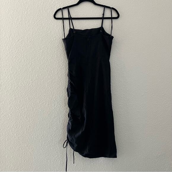 F21 black linen spaghetti strap midi square dress, women's small - Picture 5 of 7